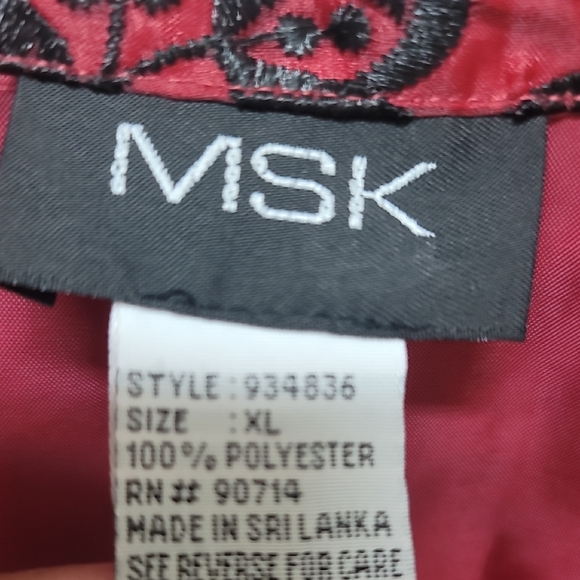 MSK Women's Red and Black Sheer Floral Button Down Shirt ❤️🖤 - Picture 7 of 10